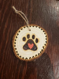 Pet paw woodburned free personalization