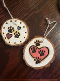 Pet paw woodburned free personalization