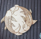 Yin Yang Pisces Fish Wood Art- one of a kind by Valerie Doyon