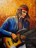 Jaco Pastorius painting by Valerie Doyon Rockport, Mass