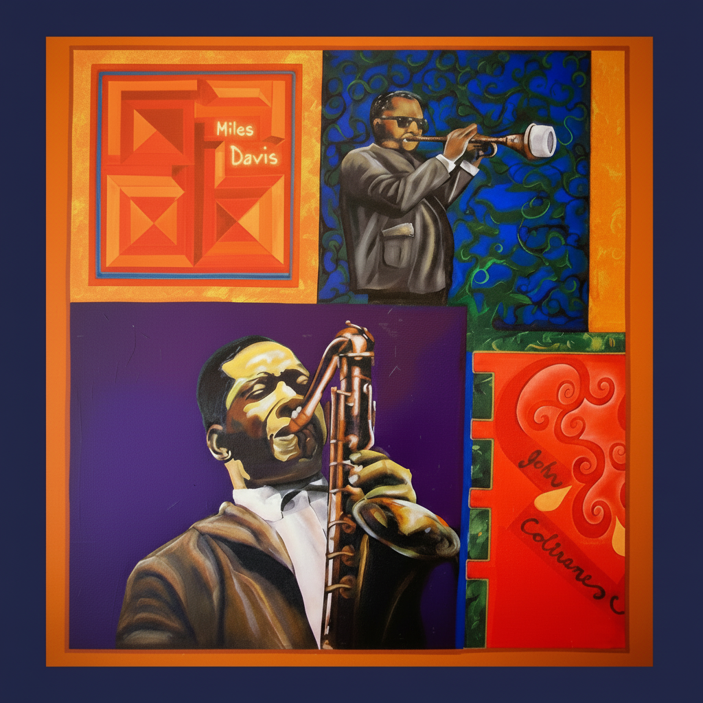 John Coltrane and Miles Davis Art by Valerie Doyon
