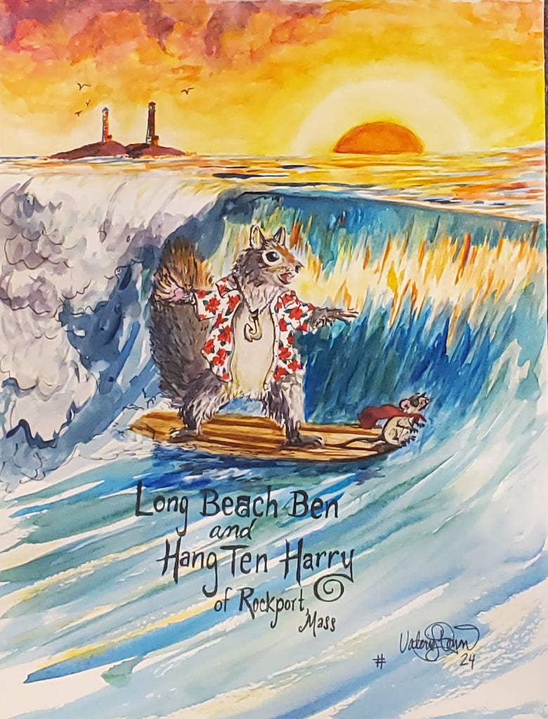 Print of 'Long Beach Ben & Hang Ten Harry' of Rockport by Valerie Doyon