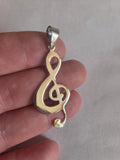 Treble Clef / G Clef Sterling Silver Pendant 1.5"