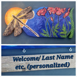 'Dragonfly Poppy Dreams' wood carving By Valerie Doyon