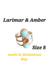 Larimar & Amber Ring