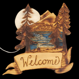Lakeside Welcome wood art by Valerie Doyon
