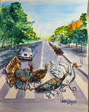 'Where is Abbey' Beatles tribute watercolor painting by Valerie Doyon