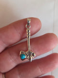 Ax Hatchet Pendant with turquoise Sterling Silver .925