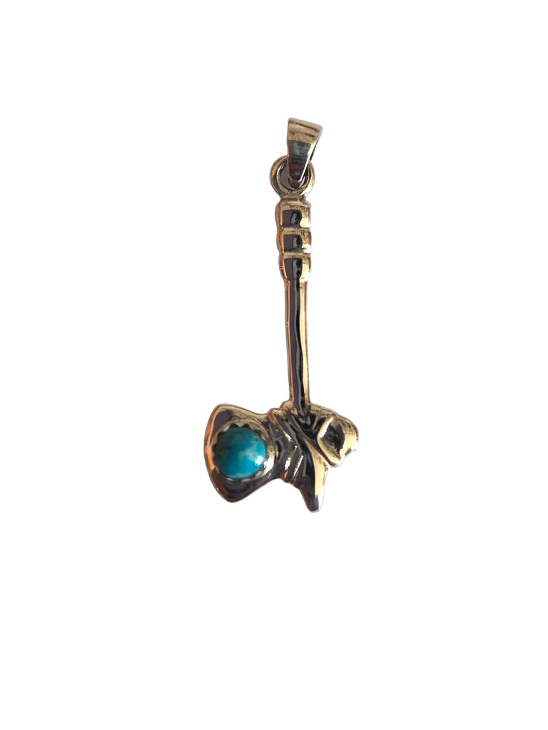Ax Hatchet Pendant with turquoise Sterling Silver .925