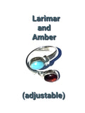 Larimar & Amber Ring