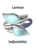 Larimar Leaf Drop Ring