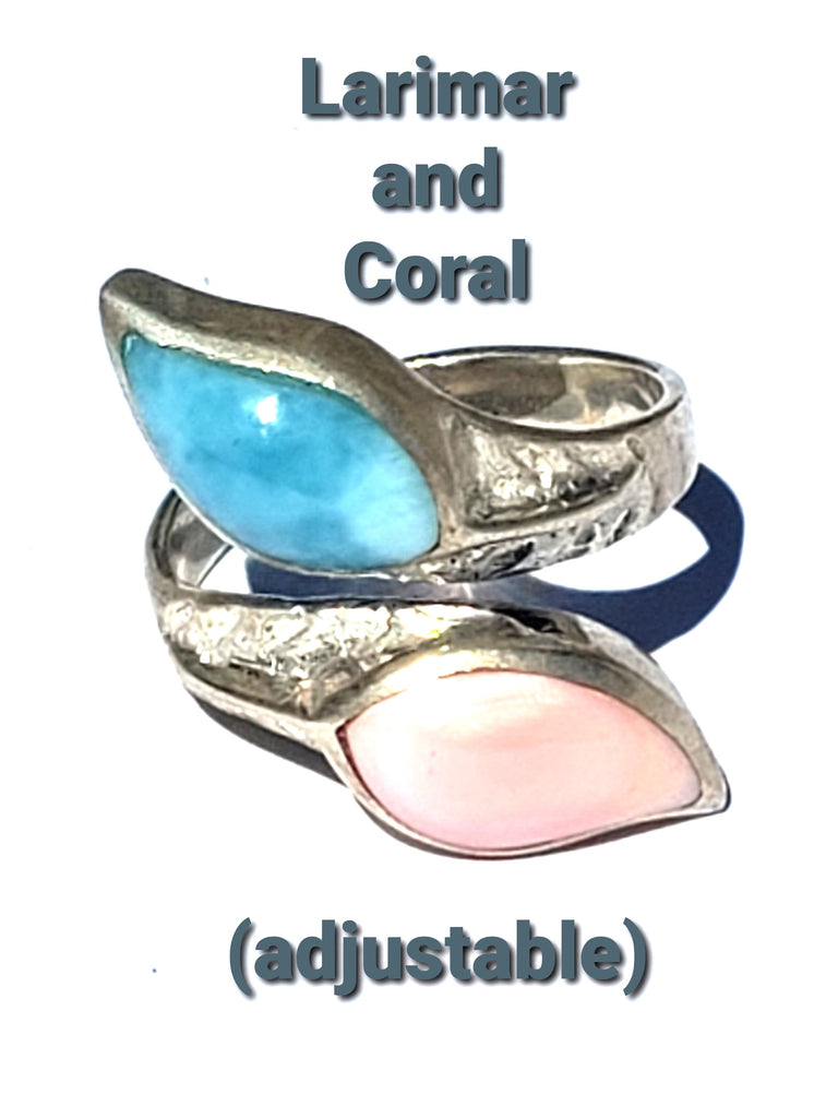 Larimar & Coral Ring
