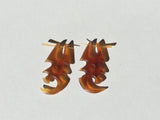 Tribal Earrings carved from Amber Horn
