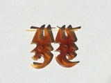 Tribal Earrings carved from Amber Horn